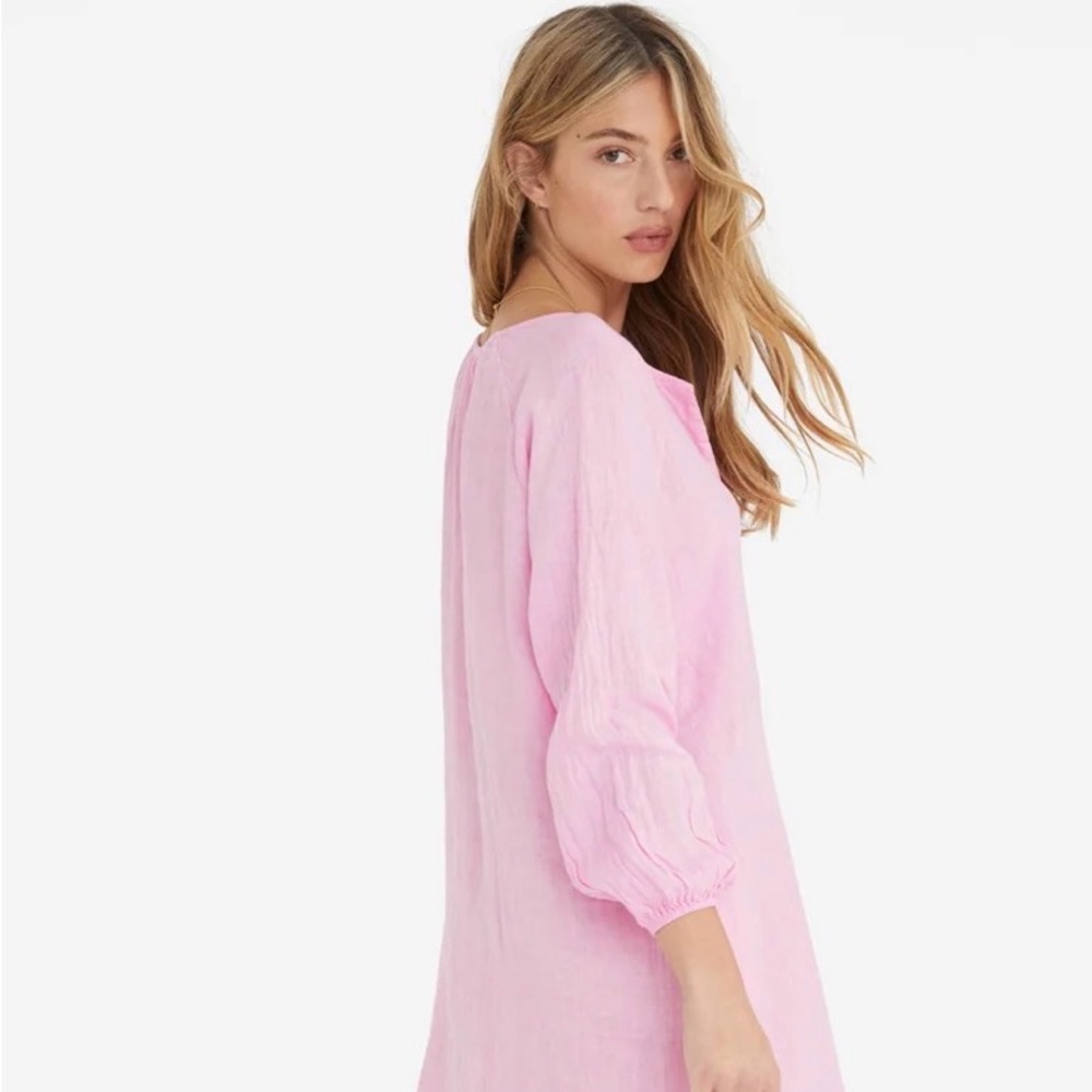Marche Camille Linen Dress in Rosa Pink -